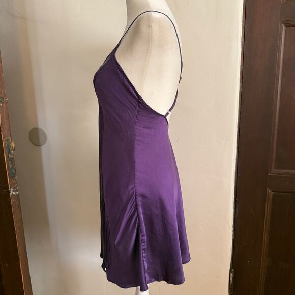 90s vintage Victoria's Secret | Gold Label purple silk Chemise Slit Extra Small - Picture 4 of 9